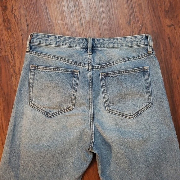 Free People Wide Leg Raw Hem Bohemian Feminine Edgy Button Fly Jeans Size 28 - Picture 5 of 5